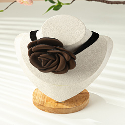 Кокосово-Коричневый 3d цветок полиэфирное волокно черный бархат шнур чокер ожерелья, золотые, кокосового коричневый, 12.99 дюйм (33 см)