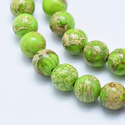 Green Yellow Natural Imperial Jasper Beads Strands, Dyed, Round, Green Yellow, 8mm, Hole: 1mm, about 49pcs/strand, 15.7 inch