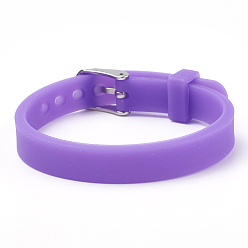 Blue Violet Silicone Watch Bands, with 201 Stainless Steel Clasps, Blue Violet, 8-7/8 inch(22.5~22.7cm), 10x3mm