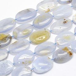 Светлый Стально-синий Натуральный голубой кружевной агат бисер нитей, овальные, светло-стальной синий, 26~32x19~24x5~8 мм, отверстие : 1 мм, о: 13 шт / прядь, 15.7 дюйм (39.9 см)