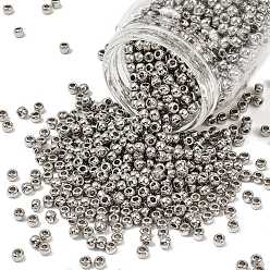 (713) Olympic Silver Metallic Тохо 6/0 круглые бусины, японский бисер, никелирование, (713) олимпийский серебристый металлик, 4 мм, отверстие : 1.5 мм, Около 840 шт / 50 г