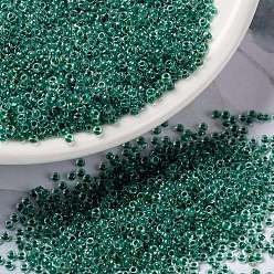 (RRHB169) Sparkling Forest Green Lined Crystal AB MIYUKI Round Rocailles Beads, Japanese Seed Beads, (RRHB169) Sparkling Forest Green Lined Crystal AB, 15/0, 1.5mm, Hole: 0.7mm, about 5555pcs/bottle, 10g/bottle