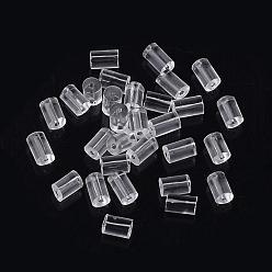 Clear Plastic Ear Nuts, Earring Backs, Column, Clear, 2.5~3x2.5mm, Hole: 0.6mm, about 9480pcs/bag