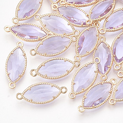 Лиловый Стеклянные ссылки, с позолоченными элементами из экологически чистого сплава, граненые, лошадиный глаз , сирень, 21x9x4 мм, отверстие : 1.2 мм