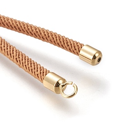 Peru Nylon Twisted Cord Bracelet Making, Slider Bracelet Making, with Eco-Friendly Brass Findings, Round, Golden, Peru, 8.66~9.06 inch(22~23cm), Hole: 2.8mm, Single Chain Length: about 4.33~4.53 inch(11~11.5cm)