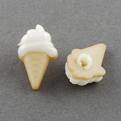 Белый Акриловые пуговицы с хвостовиком, 1-луночное, окрашенные, мороженое, мокасины и белые, 22x13x10 мм, отверстие : 4x3 мм