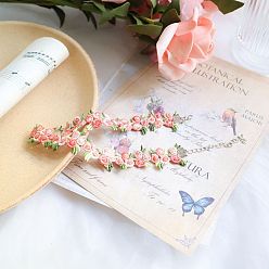 Светло-Коралловый Ожерелья-чокеры с цветочной кружевной вышивкой, с концевыми цепями из сплава, платина, свет коралловый, 11.81 дюйм (30 см)