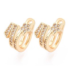 Настоящее золото 18K Латунные серьги-манжеты из прозрачного кубического циркония, звезда, реальный 18 k позолоченный, 12x9.5x10.5 мм