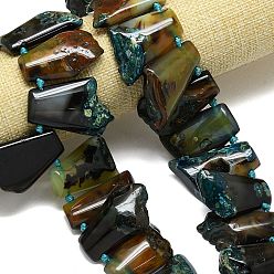 Стально-синий Нити из натуральных бразильских агатов (окрашенных и нагретых) с градиентными бусинами, самородки, Топ пробуренной, стальной синий, 20~48x18~32x8~12 мм, отверстие : 1.6 мм, около 21 шт / нитка, 15.75~16.42'' (40~41.7 см)