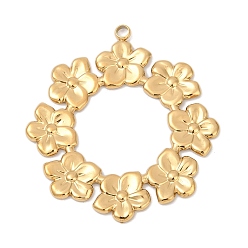Настоящее золото 18K 304 подвески из нержавеющей стали, ионное покрытие (ip), цветочный шарм, реальный 18 k позолоченный, 36.5x33.5x1.2 мм, отверстие : 2 мм