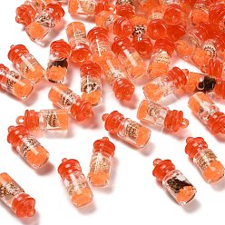 Оранжево-Красный Светящиеся подвески из эпоксидной смолы, бутылка желаний, с оболочкой, светится в темноте, оранжево-красный, 20~24.5x10~10.5 мм, отверстие : 2 мм