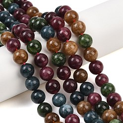 (52) Непрозрачная лаванда Бусины из натурального зеленого нефрита с имитацией турмалина, круглые, окрашенные, красочный, 10~10.5 мм, отверстие : 1.2 мм, около 37 шт / нитка, 14.76'' (37.5 см)
