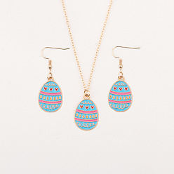 Васильковый Комплект из подвески и сережек-подвесок из эмалированного сплава в виде пасхального яйца, васильковый, 18.11 дюйм (460 мм)