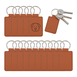 Coconut Brown 16Pcs Rectangle PU Leather Keychains, with Alloy Split Key Ring, Platinum, Coconut Brown, 89mm