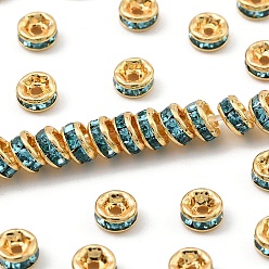 Аквамарин Латунь марки А горный хрусталь Spacer бисер, с золотым покрытием, рондель, без никеля , аквамарин, 4x2 мм, отверстие : 0.8 мм