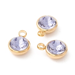 Лиловый Ионное покрытие (ip) 304 нержавеющая сталь с k9 стеклом, реальный 18 k позолоченный, сирень, 13.5x10x6.5 мм, отверстие : 2.5 мм