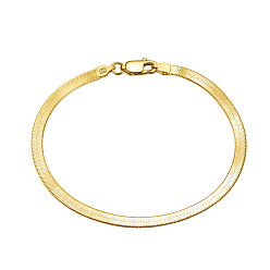 Golden 3mm 925 Kettenarmbänder aus Sterlingsilber mit Fischgrätenmuster, mit s925-Stempel, golden, 7-1/2 Zoll (19 cm)