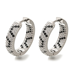 Платина Серьги-кольца из латуни с микропаве из кубического циркония, долговечный, без свинца и без кадмия, платина, 21x5 мм