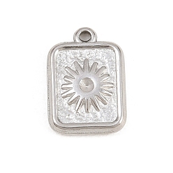 Нержавеющая Сталь Цвет 304 Настройки горный хрусталь из нержавеющей стали кулон, прямоугольник с солнечными чарами, цвет нержавеющей стали, 16x11x2.5 мм, отверстие : 1.2 мм, пригодный для стразов 1.4 мм