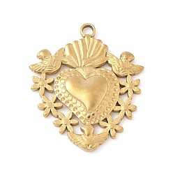 Сердце 304 подвески из нержавеющей стали, золотые, сердце, 29.5x25x3 мм, отверстие : 2 мм