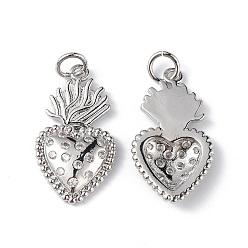 Платина Стойка металлическая латунная микропрофилированная кубическая циркония подвески, без свинца и без кадмия, долговечный, очарование священного сердца, платина, 22x12.5x3 мм, отверстие : 3.5 мм