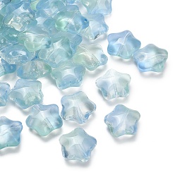 Бирюза Прозрачные стеклянные бусины, звезда, бирюзовые, 15~17x16~17.5x8 мм, отверстие : 1.2 мм, 400 шт / 1000 г