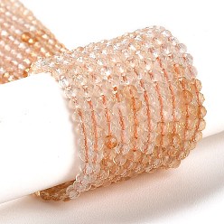 Цитрин Нагретые нити из натуральных цитриновых бусин, граненые, круглые, класс АА, 2~2.5x2~2.5 мм, отверстие : 0.7 мм, около 126~127 шт / нитка, 15.39''~15.47'' (39.1~39.3 см)