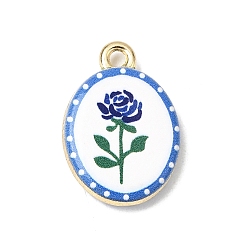Цветок Печатные подвески сплава, овальные амулеты, долговечный, стойки покрытие, золотые, цветок, 20x14x4 мм, отверстие : 1.8 мм