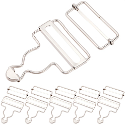 Platinum 6Bags Adjustable Alloy Buckle, For Bib Pants, Platinum, 64x52x4mm