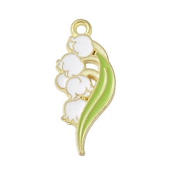 Белый Подвески из эмали и сплава, цветок, золотые, белые, 31.5x13.5x1.5 мм, отверстие : 2 мм