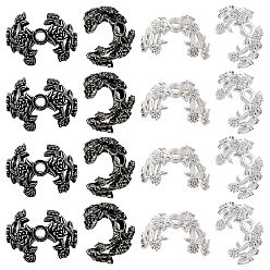 Античное Серебро & Серебро 60шт 2 цвета сплава колпачки для бусин, цветок, старинное серебро и серебро, 13x17.5x10 мм, отверстие : 2 мм, 30 ПК / цветов
