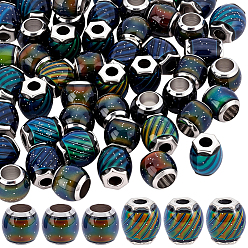 Разноцветный 50шт. 2 стили стеклянных европейских бусин, с латунными двойными ядрами, платиновый оттенок, бусины настроения меняющие цвет, красочный, 7~9x6~8 мм, отверстие : 2.5~4 мм, 25 шт / стиль