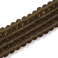 Коричневый Прозрачные стеклянные бусины, граненые, матовые, рондель, кофе, 6x4.5 мм, отверстие : 1.4 мм, около 80~85 шт / нитка, 38~40 см