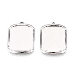 Нержавеющая Сталь Цвет 304 Настройки кабошон из нержавеющей стали кулон, прямоугольные, цвет нержавеющей стали, лоток : 21.5x18.5 мм, 28.5x21x2 мм, отверстие : 1.6 мм