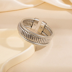 Платина Многослойные железные браслеты-манжеты в виде змеиной цепочки для женщин, платина, внутренний диаметр: 2.20 дюйм (5.6 см), широк: 21 мм