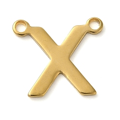 Letter X 304 прелести нержавеющей стали, реальный 18 k позолоченный, буквенное очарование, Письмо X, 10.5x11.5x1 мм, отверстие : 1 мм