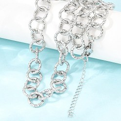 Нержавеющая Сталь Цвет 12мм 304 цепочка из нержавеющей стали с текстурированными звеньями для женщин, не тускнеет, цвет нержавеющей стали, 17.72 дюйм (45 см)