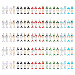 (52) Непрозрачная лаванда 100 шт. 10 стили эмалевые подвески из сплава золотистого тона, амулет из рыбьей кости, разноцветные, 23~23.5x8~8.5x1.5 мм, отверстие : 1.6 мм, 10 шт / стиль