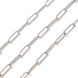 Stainless Steel Color Tarnish Resistant 304 Stainless Steel Paperclip Chains, Drawn Elongated Cable Chains, Soldered, with Spool, Stainless Steel Color, Links: 10x3x0.8mm, about 32.8 Feet(10m)/roll