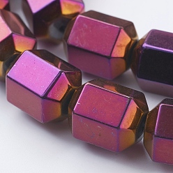 С Фиолетовым Покрытием Pvd вакуумное покрытие гальванопокрытие немагнитные синтетические гематитовые бусины нити, класс А, граненые, колонка, с фиолетовым покрытием, 12x10 мм, отверстие : 1 мм, 1 мм, около 34 шт / нитка, 15.7 дюйм (40 см)