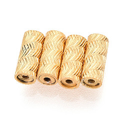 Настоящее золото 24K 925 магнитные бусины из стерлингового серебра, колонка, , реальный 24 k позолоченный, 6x2.5 мм, отверстие : 0.7 мм