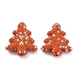 Хрусталь AB Елка полимерная глина стразы бусины, фокусные бусины для ручек с бусинами изготовление бижутерии брелок, хрусталь AB, 30.5x27.5x8 мм, отверстие : 2 мм