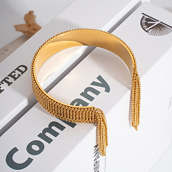 Настоящее золото 18K Браслеты-манжеты из нержавеющей стали с бахромой в европейском и американском стиле для женщин, реальный 304 k позолоченный, 18 дюйм (1-5/8x5/8 см), внутренний диаметр: 4.18x1.5 дюйм (2-1/2 см)