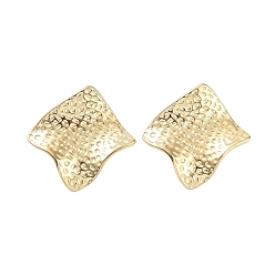 Золотой 304 из нержавеющей стали серьги, Twist квадратных, золотые, 27.5x28 мм