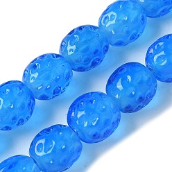 Озёрно--синий Бусы лэмпворк ручной работы, круглые, Плут синий, 10.5x10 мм, отверстие : 1.4 мм, около 35 шт / нитка, 10.91'' (27.7 см) ~ 14.96'' (38 см)
