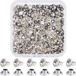 Кристалл 120 наборы латунных заклепок со стразами, плоско-круглые, полукруглые заклепки, заклепки столкновения, платина, кристалл, 6.5x6 мм