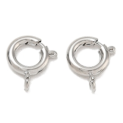 Platinum Brass Spring Ring Clasps, Cadmium Free & Lead Free, Rack Plating, Long-Lasting Plated, Platinum, 12x10x3.5mm, Hole: 1.8mm