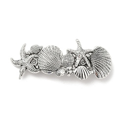 Античное Серебро Заколки для волос из сплава с ракушками, морскими звездами и фазами луны, аксессуары для волос для женщин девушка, античное серебро, 94x37.5x15 мм