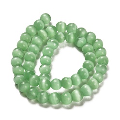 Light Green Cat Eye Beads, Round, Light Green, 8mm, Hole: 1mm, about 15.5 inch/strand, about 49pcs/strand