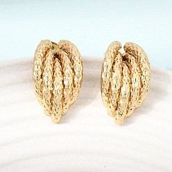 Golden 201 Stainless Steel Stud Earrings, Half Hoop Earrings, with 304 Stainless Steel Pin, PVD Vacuum Plating, Golden, 22x12.5~13mm